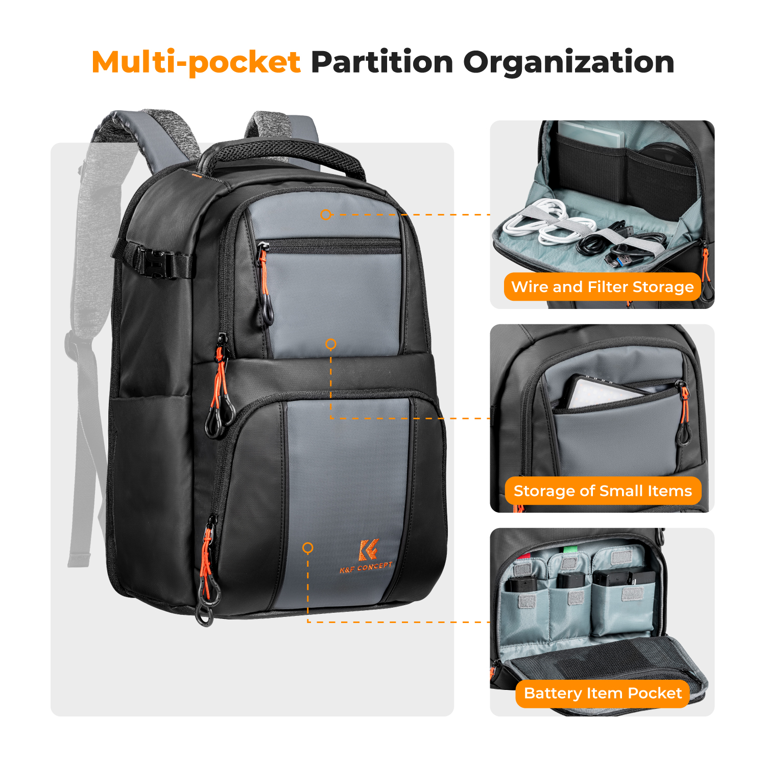 K&F Concept Beta Backpack 30L, V2, fotós hátizsák