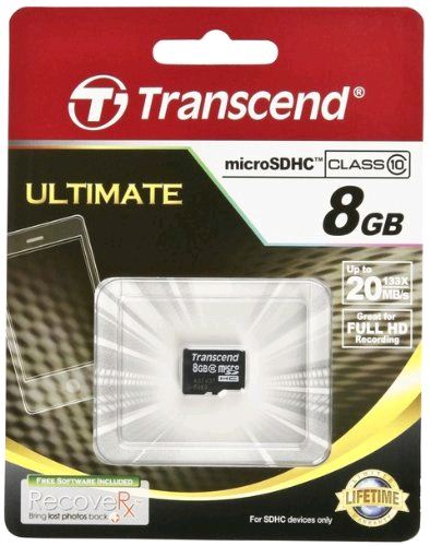 Transcend 8GB microSDHC Class 10 W/O + adapterrel Memóriakártya