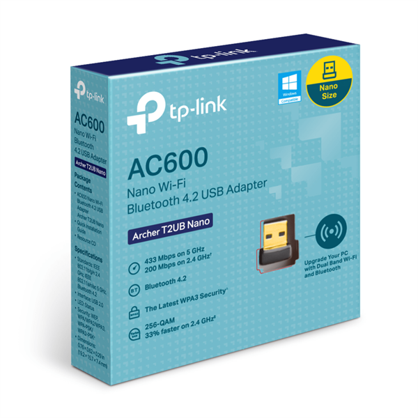 TP-LINK Wireless és Bluetooth 4.2 USB Adapter AC600, Archer T2UB Nano TP-LINK Wireless és Bluetooth 4.2 USB Adapter AC600, Archer T2UB Nano