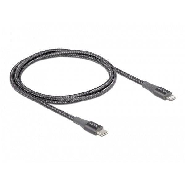 Delock 86631 1m USB-C - Lightning iPhone/iPad/iPod kompatibilis szürke MFi adat- és töltőkábel Delock 86631 1m USB-C - Lightning iPhone/iPad/iPod kompatibilis szürke MFi adat- és töltőkábel