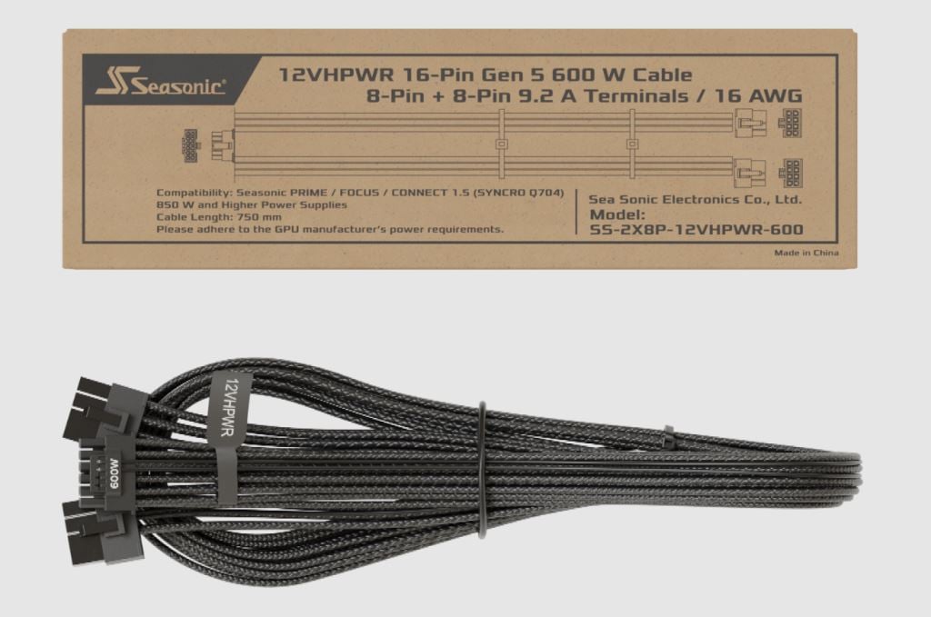 Seasonic 12VHPWR 16-Pin Gen 5 600W kábel Seasonic 12VHPWR 16-Pin Gen 5 600W kábel