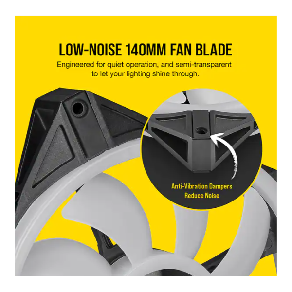 CORSAIR Rendszerhűtő Ventilátor, iCUE QL140 RGB, 14cm, fekete