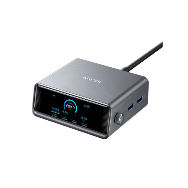 ANKER  A2345341 Prime Charger GaNPrime 6 portos  250W 4xUSB-C  2xUSB-A Hálózati Töltő Fekete  