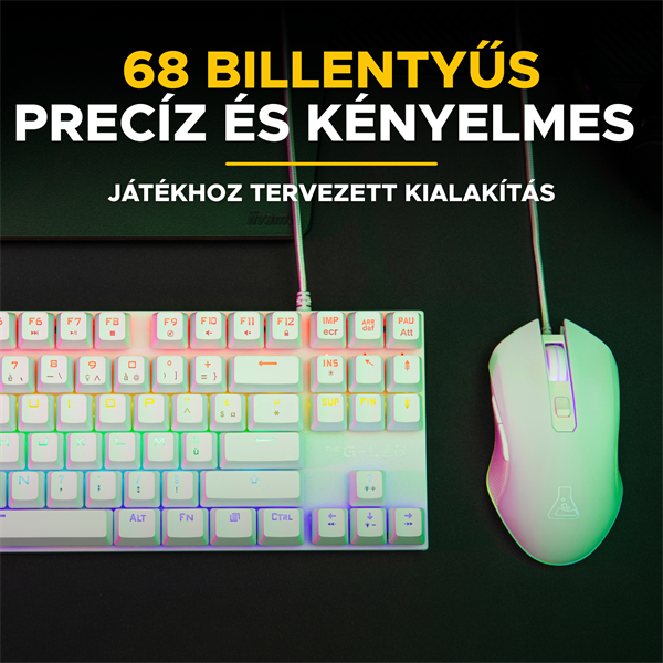 The G-Lab Gaming kit - 2 in 1 COMBO HYDROGEN W/HU  TKL billentyűzet egér 6200 DPI  RGB USB-A Fehér HU