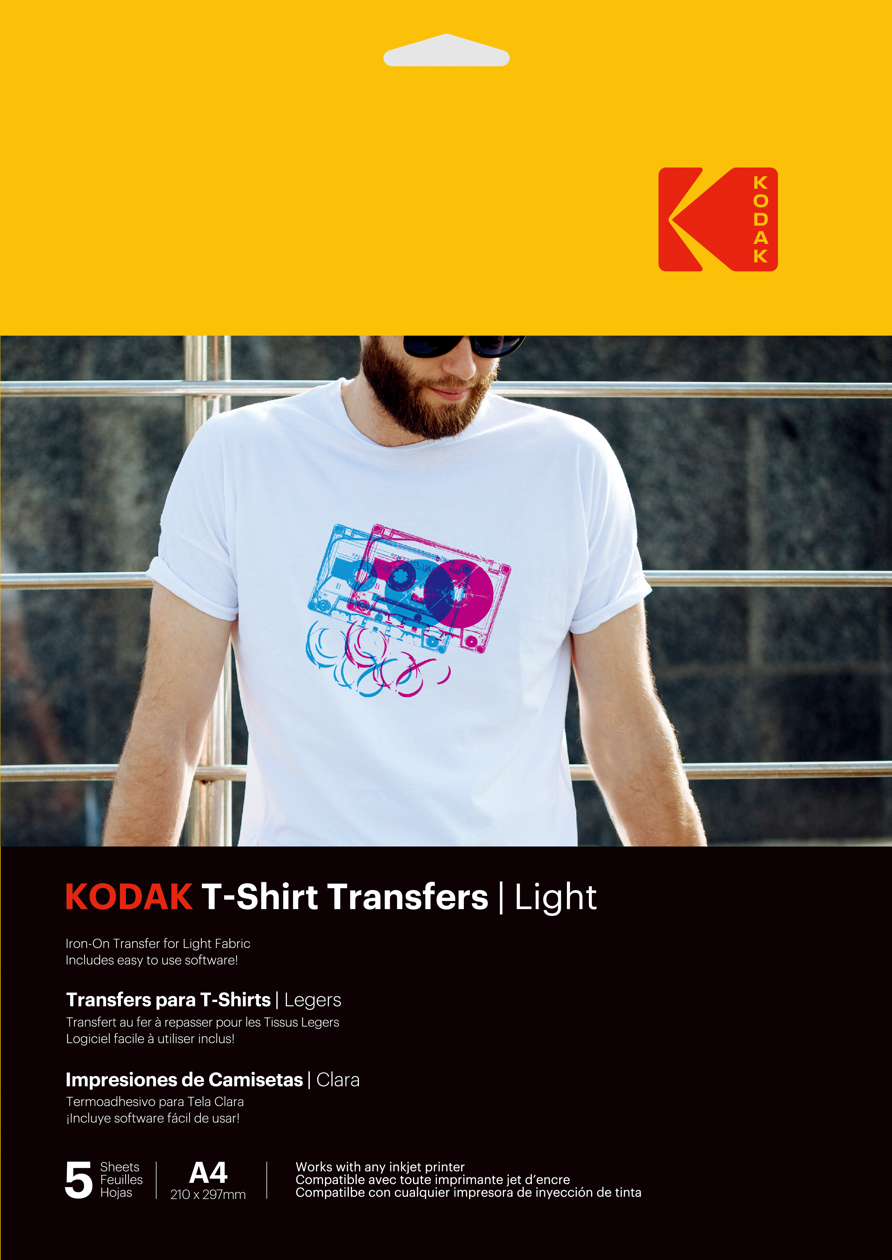 Kodak pólóra vasalható hőtranszfer fotópapír, világos színű pólókhoz, A4, 5db