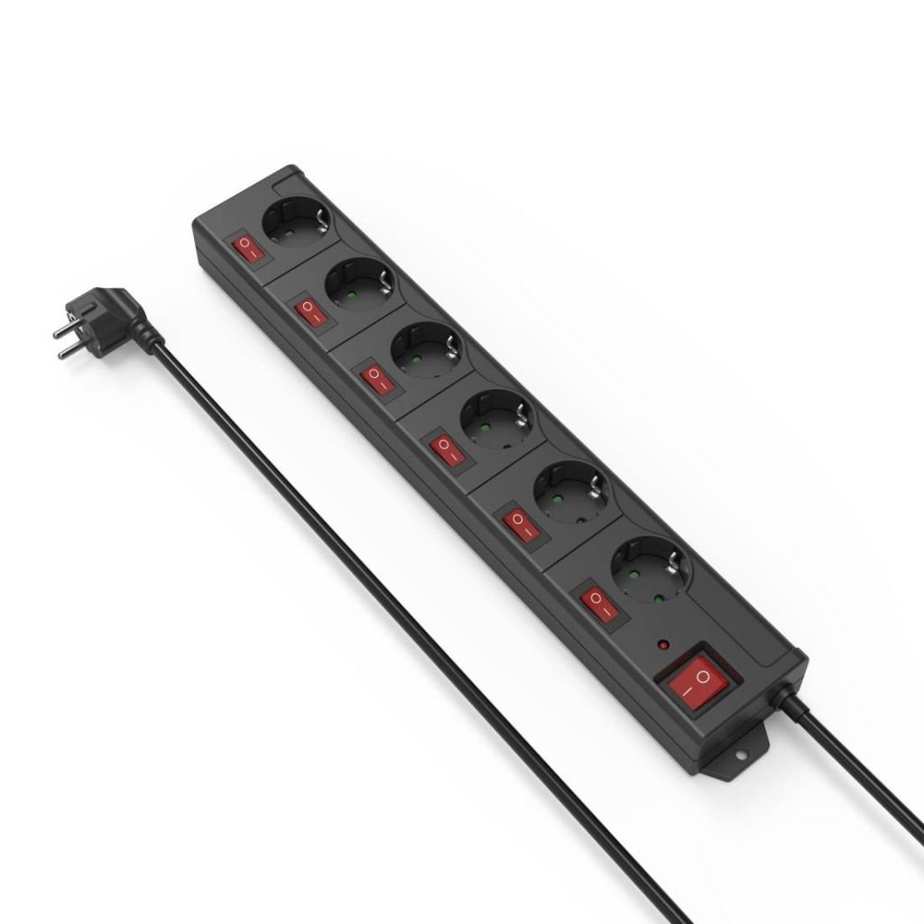 Hama 00223160 Elosztó kapcsolóval Fekete Védőérintkezős 1,4m