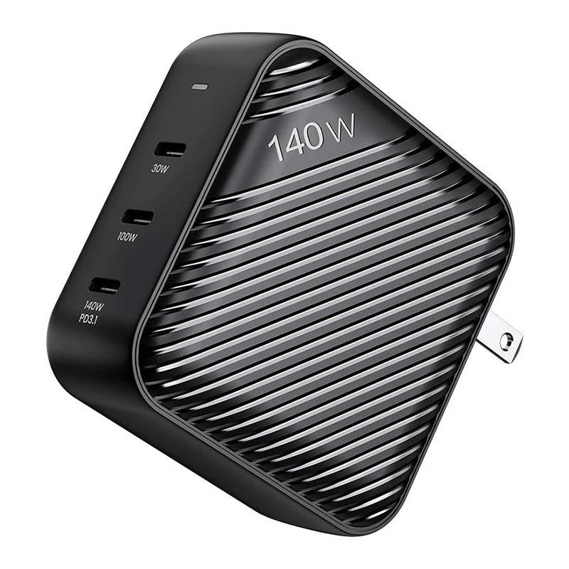 Wall charger INVZI GanHub 3x USB-C, 140W, EU/UK/AU/US (black) Wall charger INVZI GanHub 3x USB-C, 140W, EU/UK/AU/US (black)