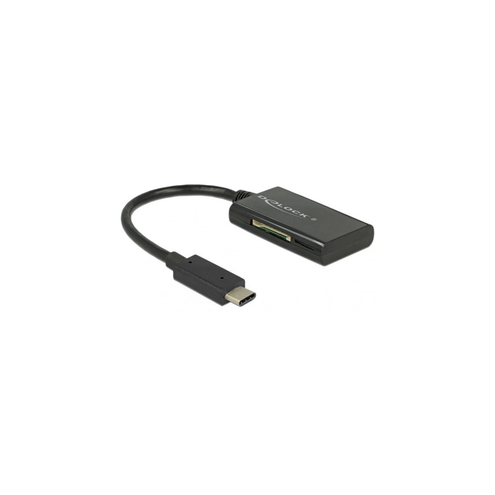 DeLock USB 3.1 Gen 1 USB Type-C male 4 Slots Memóriakártya olvasó Fekete