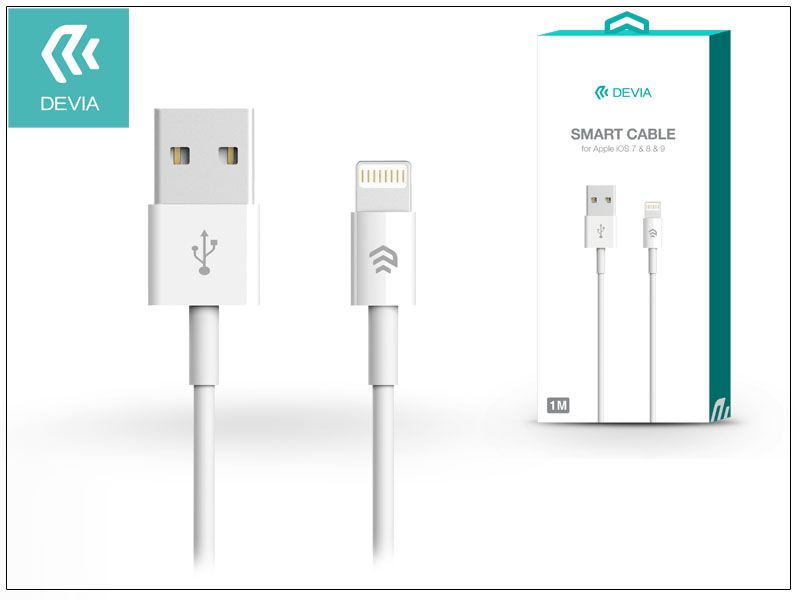 Devia Smart Apple iPhone 5/5S/5C/SE/iPad 4/iPad USB - Ligthning töltő- és adatkábel 1m fehér  (ST986650)