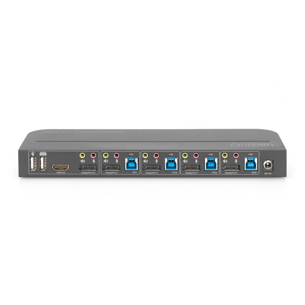 Digitus 4-Port, 4K60Hz, 4x DP in, 1x DP/HDMI out KVM Switch