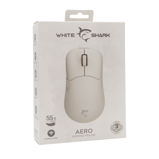 White Shark WGM-5015W AERO vezeték nélküli gamer egér Fehér