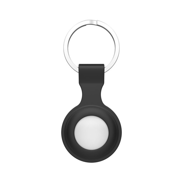 Haffner FN0197 Apple AirTag fekete szilikon védőtokos kulcstartó