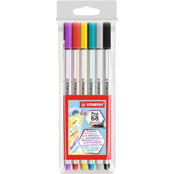 Stabilo Pen 68 brush 6db-os vegyes színű ecsetfilc Stabilo Pen 68 brush 6db-os vegyes színű ecsetfilc