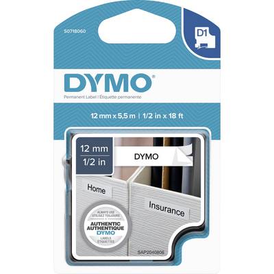 Feliratozó szalag DYMO D1 S0718060 Poliészter Szalagszín: Fehér Szövegszín:Fekete 12 mm 5.5 m Feliratozó szalag DYMO D1 S0718060 Poliészter Szalagszín: Fehér Szövegszín:Fekete 12 mm 5.5 m