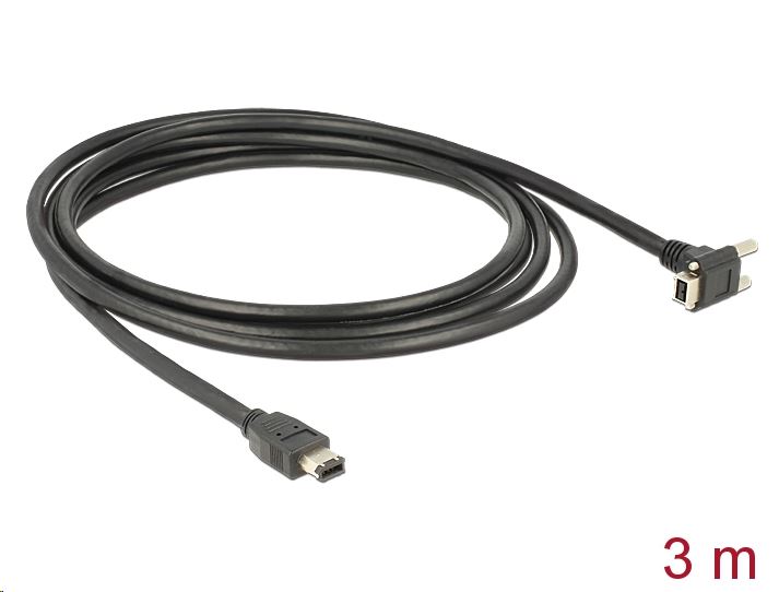 Delock FireWire 9 érintkezős 90 fokos szögű, csavarokkal ellátott > 6 érintkezős 3 m kábel (83590) Delock FireWire 9 érintkezős 90 fokos szögű, csavarokkal ellátott > 6 érintkezős 3 m kábel (83590)