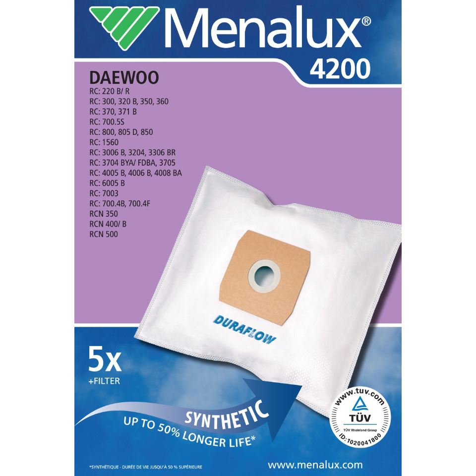 Menalux 4200 szintetikus porzsák 5db Menalux 4200 szintetikus porzsák 5db