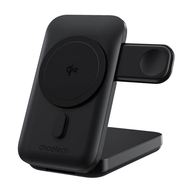 Choetech B750 10000mAh Qi2 3in1 mágnestöltő tartó Fekete 