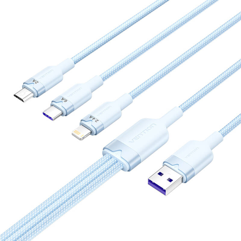 USB 2.0 A-3-in-1 6A kábel Vention CTRLG 1.5M (kék) USB 2.0 A-3-in-1 6A kábel Vention CTRLG 1.5M (kék)