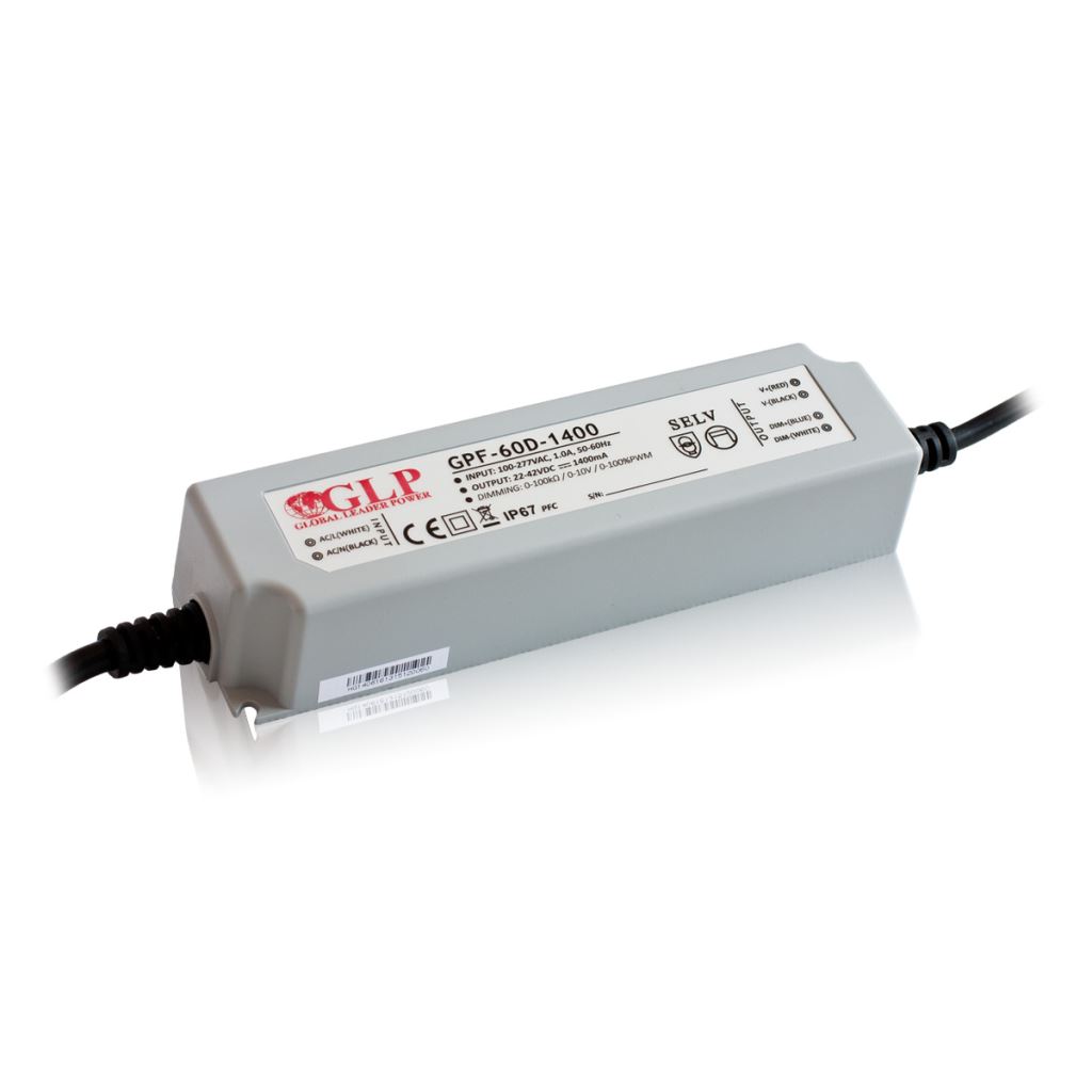 GLP GPF-60D-1400 22~42V 58.8W 1400mA IP67 LED tápegység GLP GPF-60D-1400 22~42V 58.8W 1400mA IP67 LED tápegység