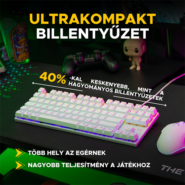 The G-Lab Gaming kit - 2 in 1 COMBO HYDROGEN W/HU  TKL billentyűzet egér 6200 DPI  RGB USB-A Fehér HU