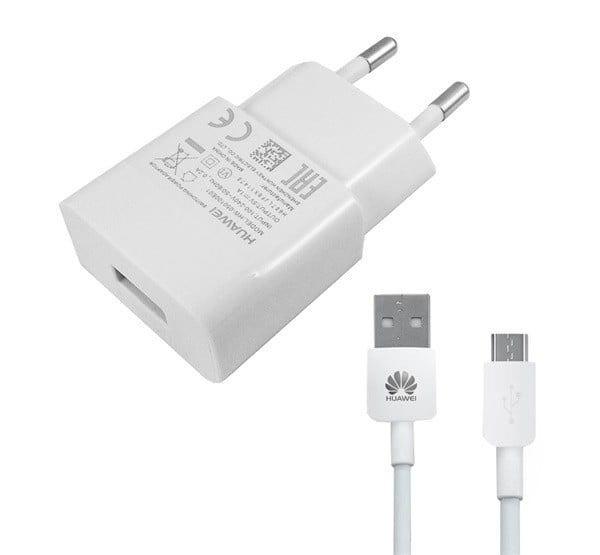 HUAWEI hálózati töltő USB aljzat (5V / 1000mA + microUSB kábel) FEHÉR (HW-050100E01W_MICROUSB)