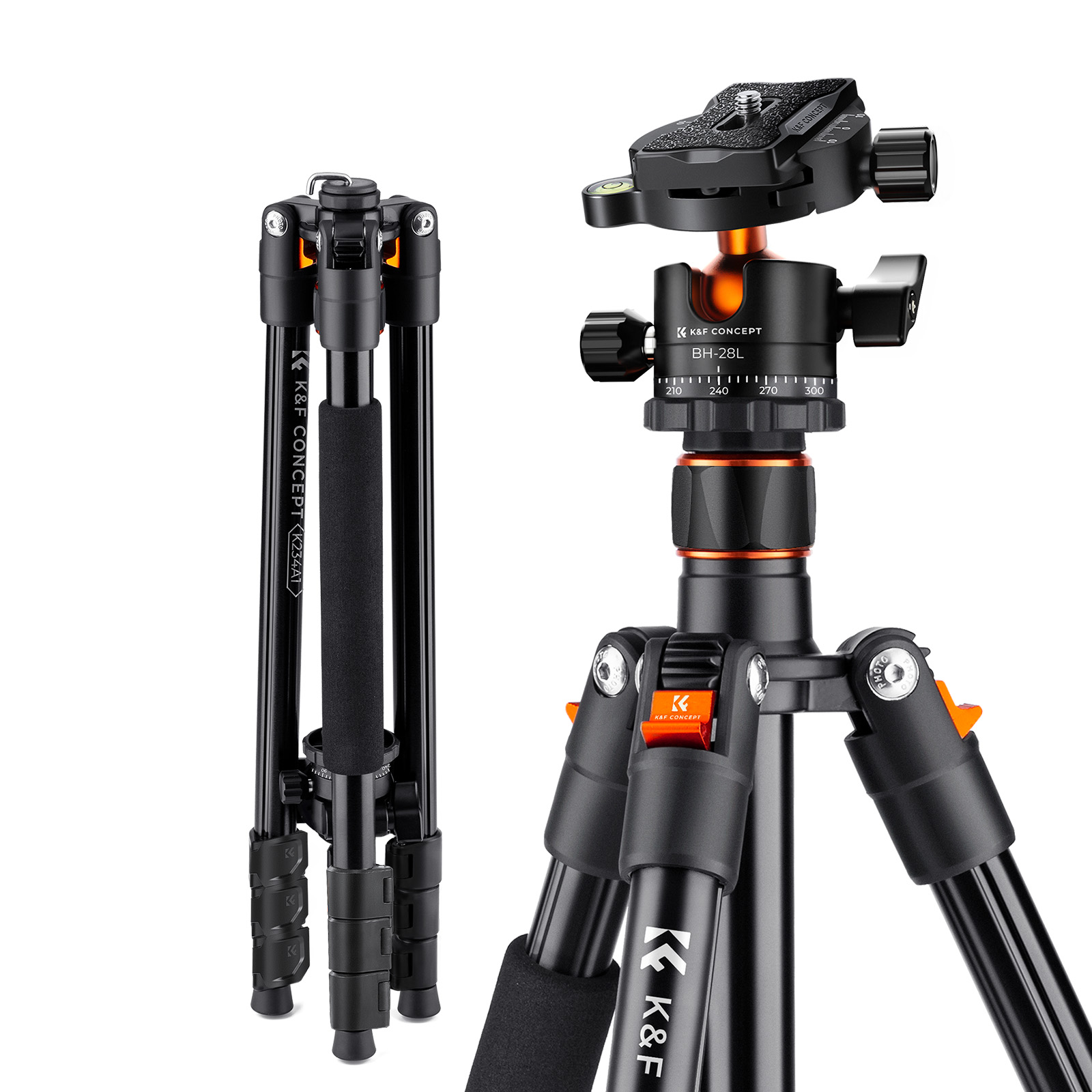 K&F Concept K234A1+BH-28L állvány, 156cm magasság, 10kg teherbírás