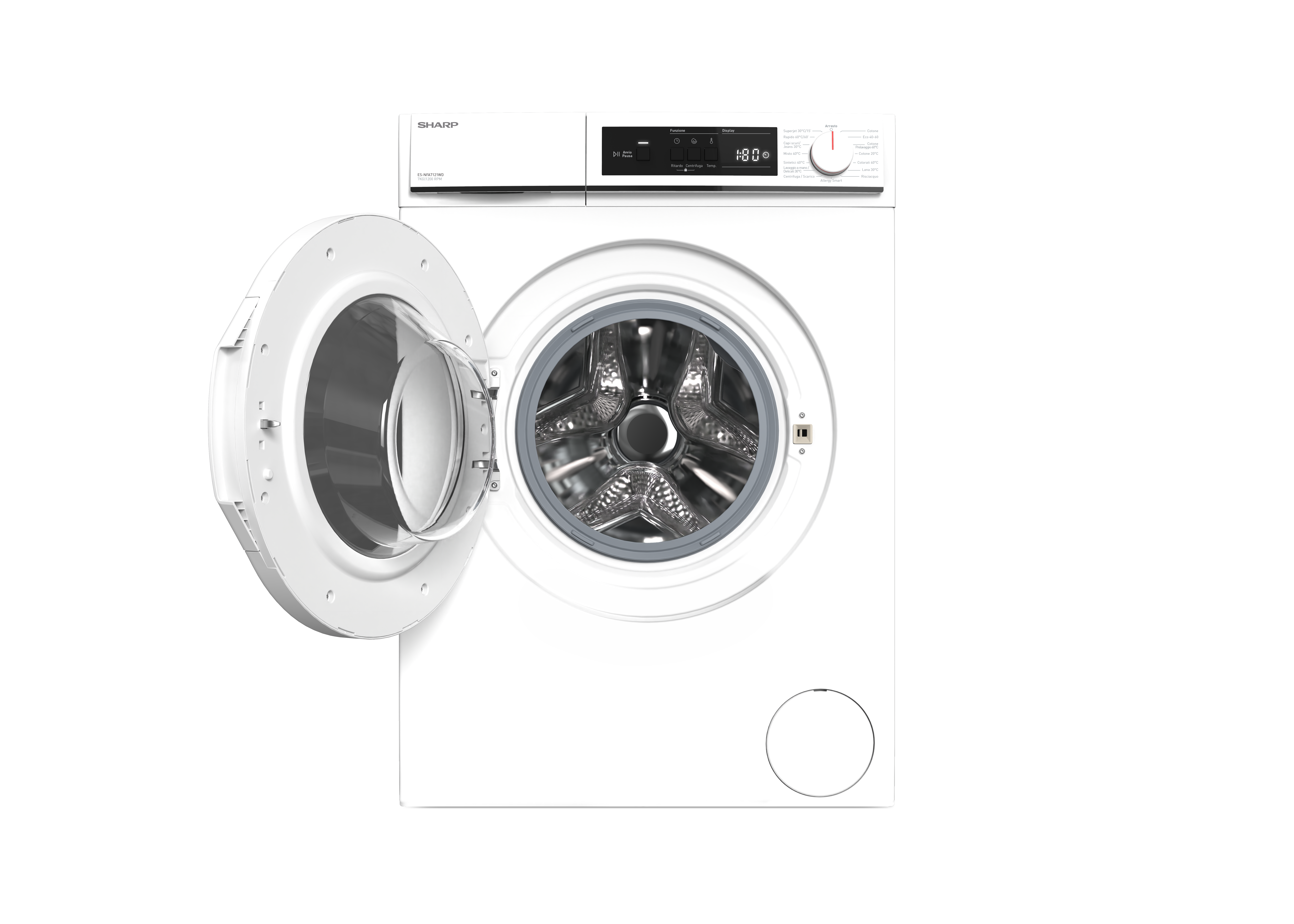 Sharp ES-NFA7121WD-EE Elöltöltős mosógép – 7 kg, 1200 ford./perc, D Energiaosztály 
