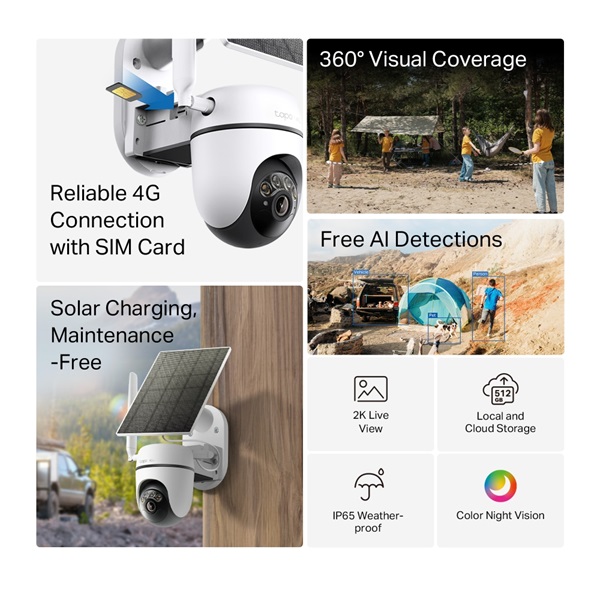 TP-LINK  TAPO C615G KIT Wireless Kamera Cloud kültéri + Okos Solar Panel IP65 1xSIM foglalat