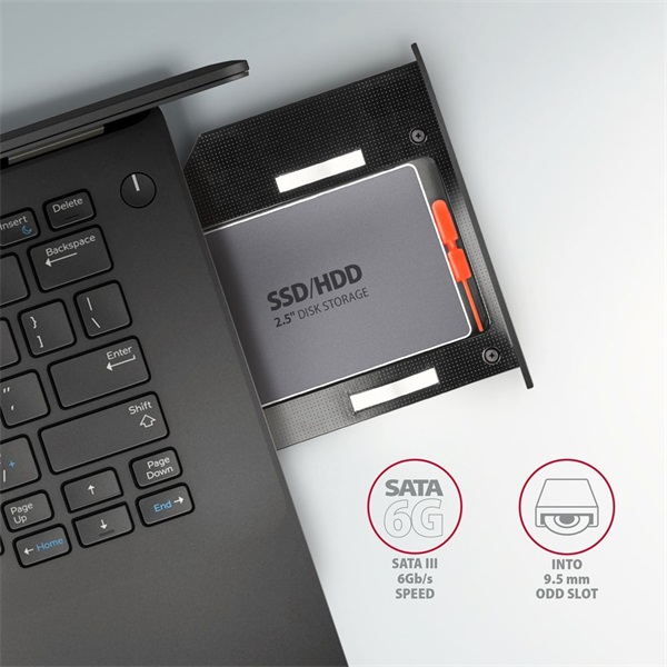 Axagon RSS-CD09 2.5" laptop ODD beépítő adapter fekete