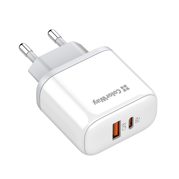 COLORWAY CW-CHS042PD-WT USB töltő adapter Power Delivery Port PPS USB (Type-C PD + USB QC3.0) (45W) Fehér COLORWAY CW-CHS042PD-WT USB töltő adapter Power Delivery Port PPS USB (Type-C PD + USB QC3.0) (45W) Fehér