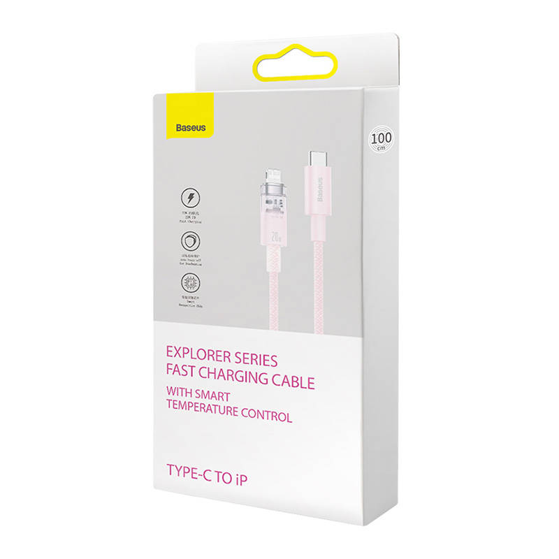 Fast Charging cable Baseus USB-C to Lightning  Explorer Series 1m, 20W (pink)