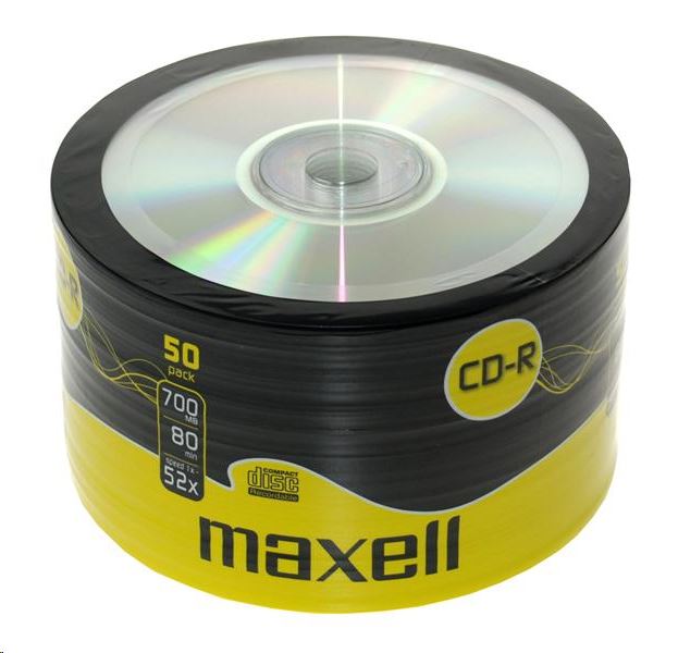 Maxell 80'/700MB 52x hengeres, zsugor (Shrink) CD lemez 50db/csom. nyomtatható Maxell 80'/700MB 52x hengeres, zsugor (Shrink) CD lemez 50db/csom. nyomtatható