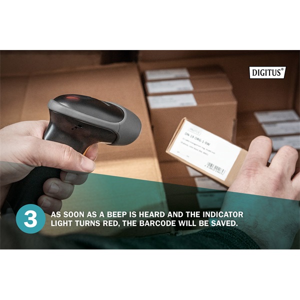 Digitus 2D Barcode Scanner QR-Code Compatible Vonalkódolvasó fekete