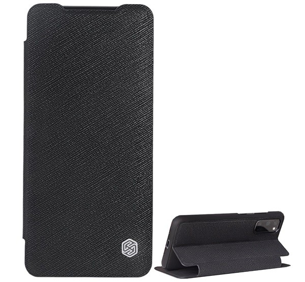 NILLKIN MING tok álló, bőr hatású (FLIP, oldalra nyíló, asztali tartó funkció, bankkártya tartó, textil minta) FEKETE [Samsung Galaxy S20 ...