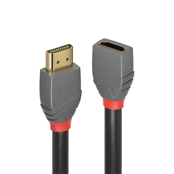 Lindy Kábel HDMI 2.0 HDMI - HDMI, hosszabbító, Anthra Line, 4K@60Hz, M/F,  3m, fekete (36478)
