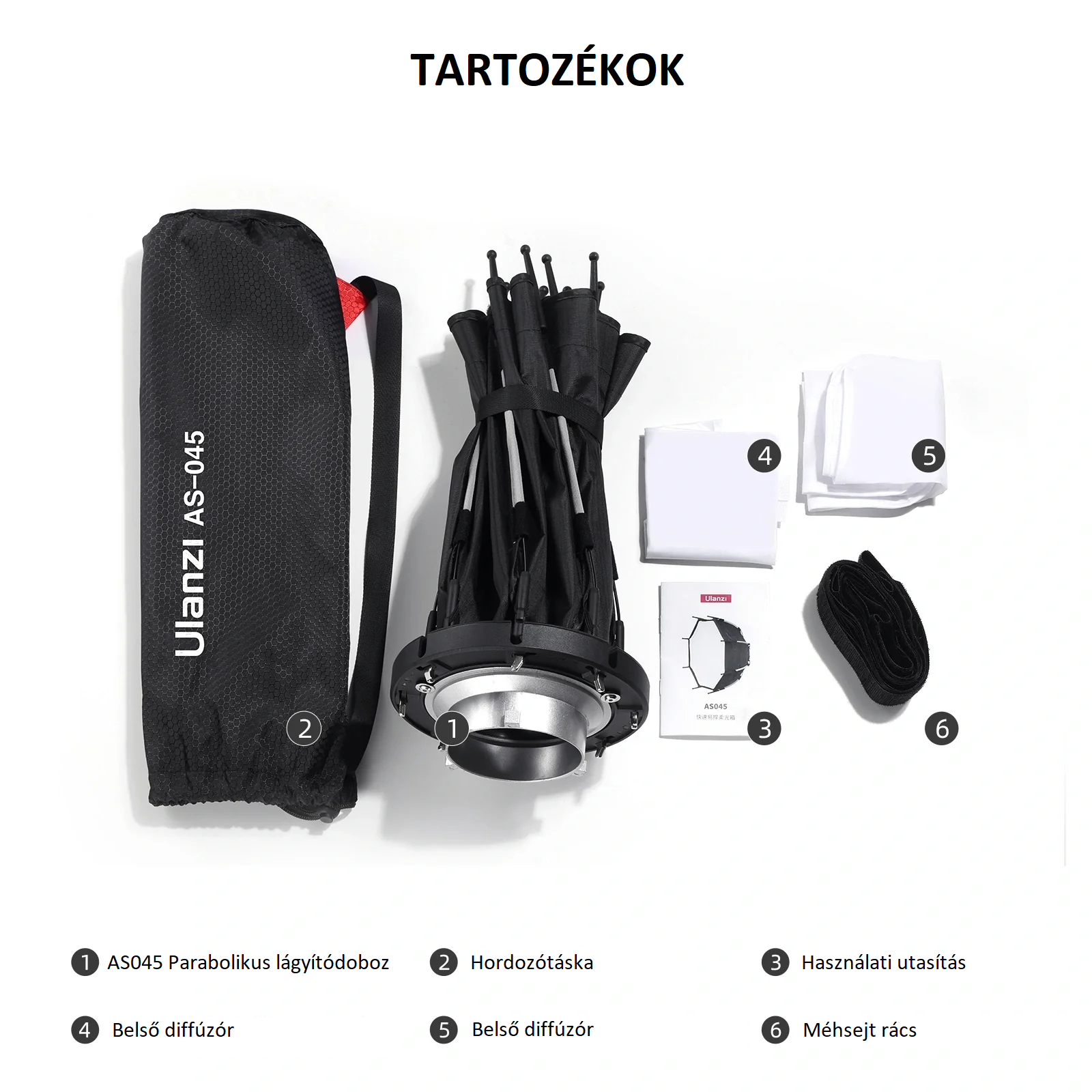 Ulanzi AS045 45cm-es nyitható octobox méhsejtráccsal, Bowens csatlakozás