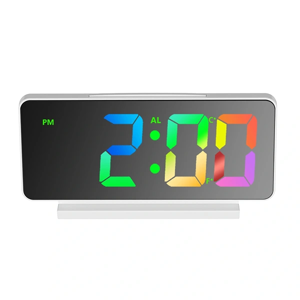TOO DC-224-W-RGB RGB kijelzővel hőmérséklet kijelzéssel ébresztő funkcióval  digitális óra Fehér