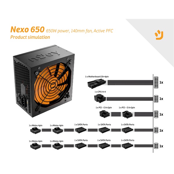NJOY 650W Nexo 650 80 Plus Gold Aktív PFC 12cm Tápegység NJOY 650W Nexo 650 80 Plus Gold Aktív PFC 12cm Tápegység