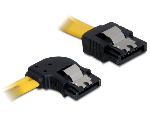 DeLock DL82493 SATA sárga 3Gb/s bal / egyenes kábel fém rögzítő 50 cm kábel DeLock DL82493 SATA sárga 3Gb/s bal / egyenes kábel fém rögzítő 50 cm kábel