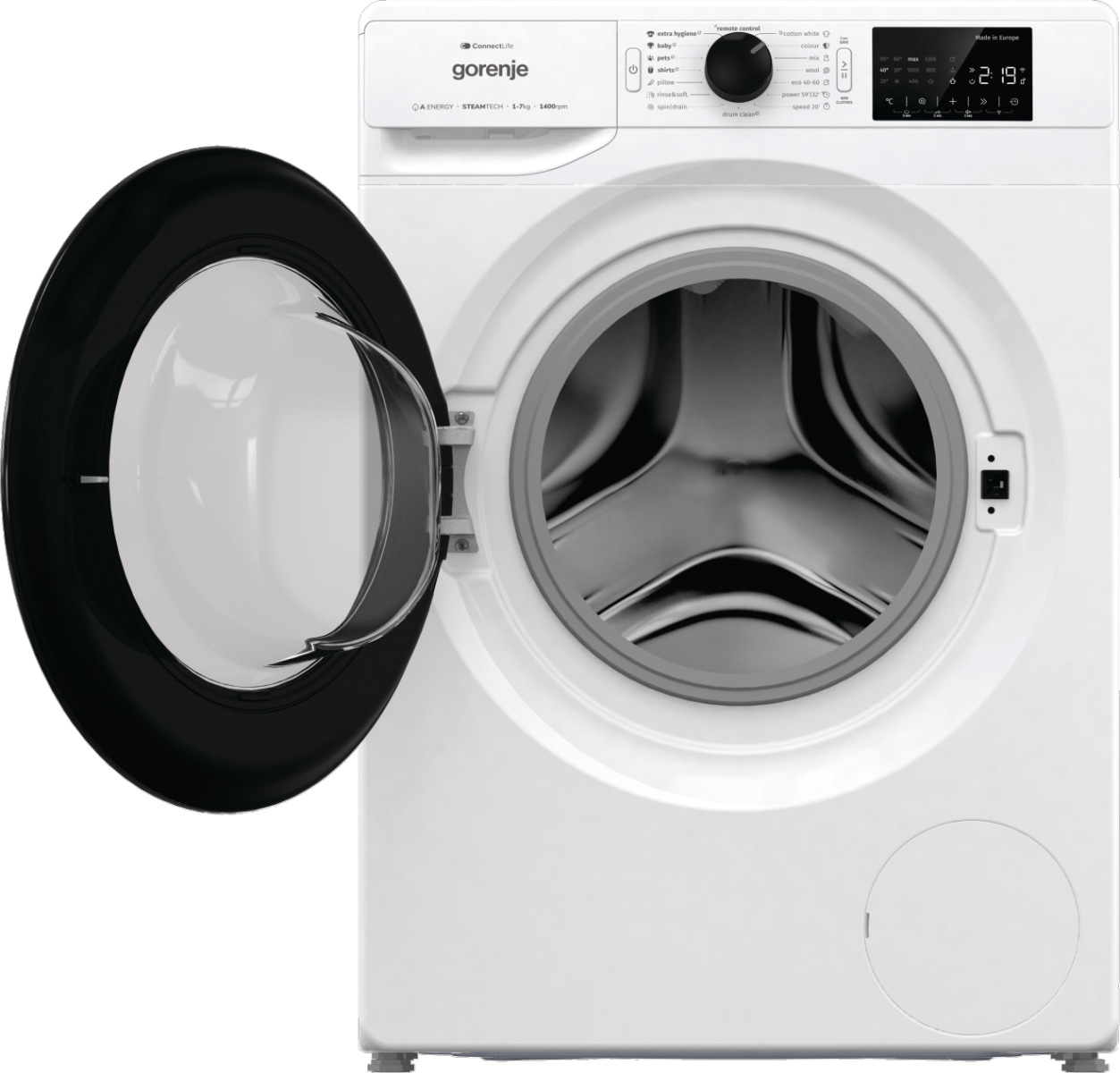 Gorenje WPNEI74ASWIFI Elöltöltős mosógép - 7 kg, 1400 ford./perc, A Energiaosztály,  Gőz program, WiFi