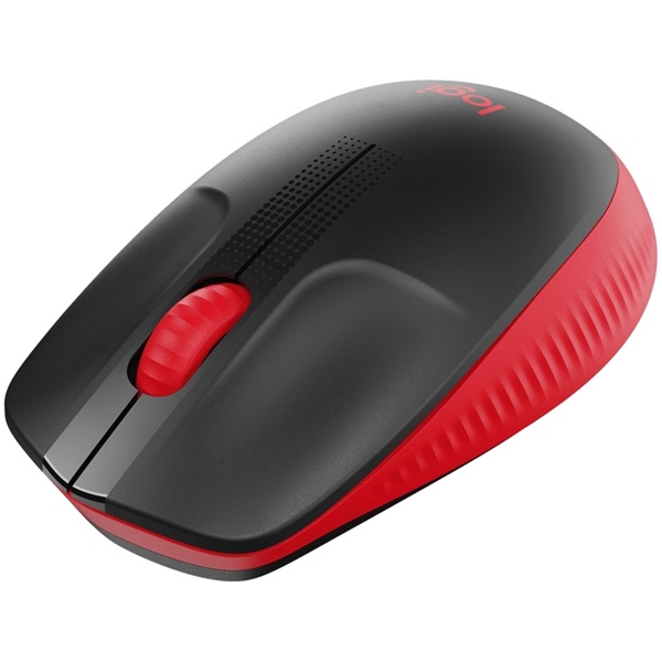 Logitech M190 teljes méretű vezeték nélküli optikai egér piros-fekete (910-005908)