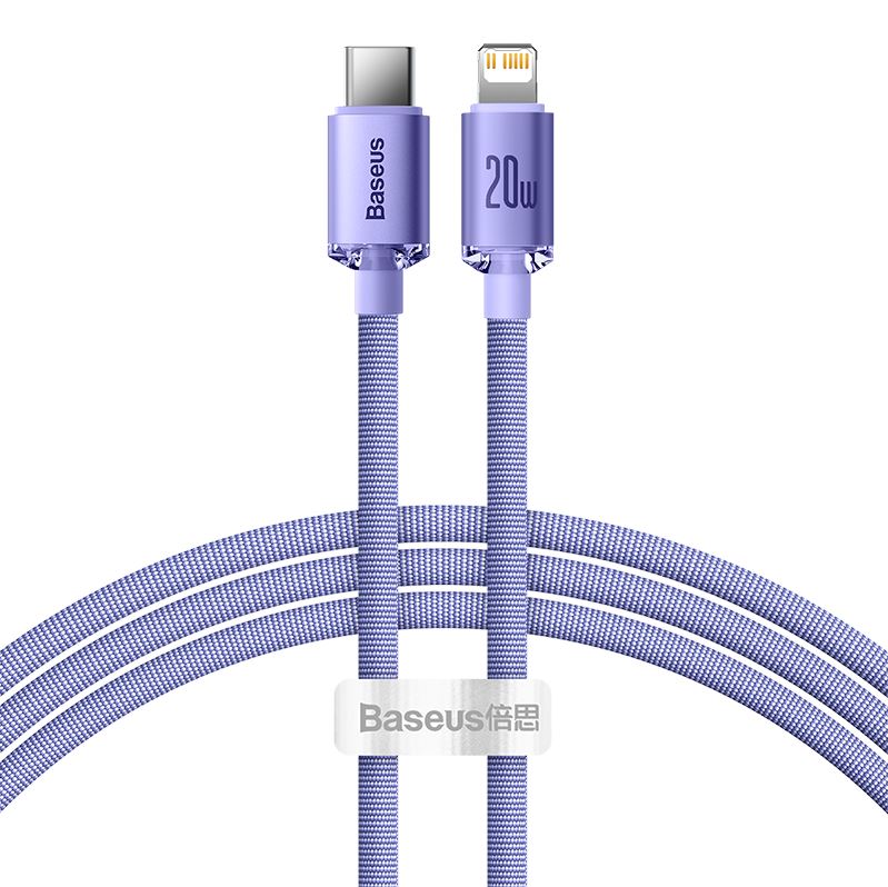 Baseus Crystal Shine USB-C-Lightning töltőkábel, 20W, PD, 1.2m, lila (CAJY000205) Baseus Crystal Shine USB-C-Lightning töltőkábel, 20W, PD, 1.2m, lila (CAJY000205)