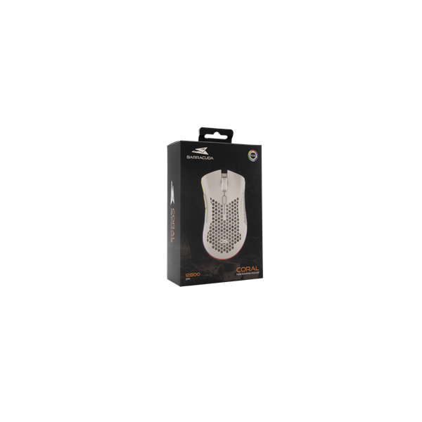 Baracuda W029911 CORAL-W, BGM-032W gamer egér,6D, fehér, 12800 dpi