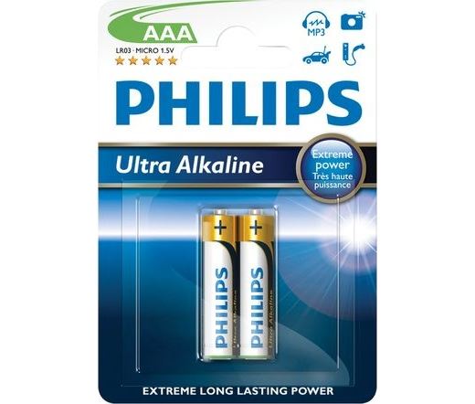 Philips elem AAA LR03/AM4 1.5V ExtremeLife ultra alkaline (2db/cs) (LR03E2B/10) Philips elem AAA LR03/AM4 1.5V ExtremeLife ultra alkaline (2db/cs) (LR03E2B/10)