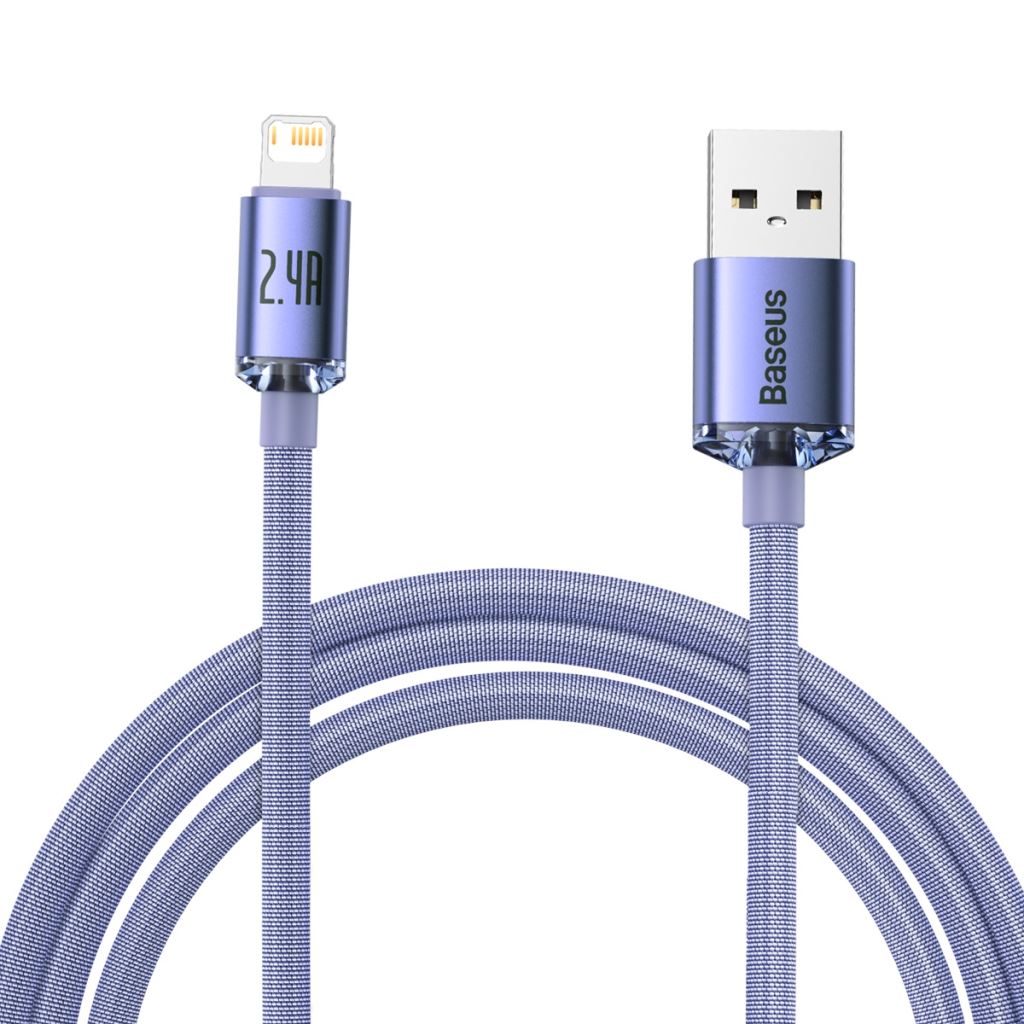 Baseus Crystal Shine USB-kábel Lightning, 2.4A, 2m, ibolya (CAJY000105) Baseus Crystal Shine USB-kábel Lightning, 2.4A, 2m, ibolya (CAJY000105)