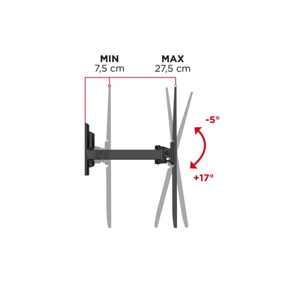 Meliconi Flatstyle FR400 (Fastblock) 40"-65" VESA 400x400 karos dönthető, forgatható fali konzol Meliconi Flatstyle FR400 (Fastblock) 40"-65" VESA 400x400 karos dönthető, forgatható fali konzol