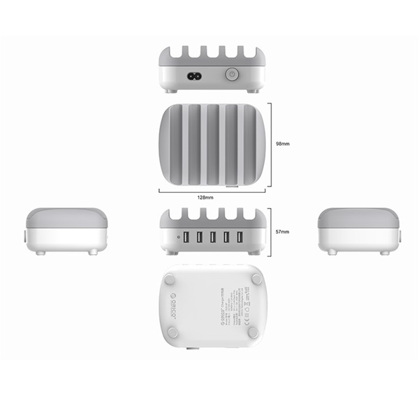 ORICO DUK-5P-EU-WH 5x USB-A 5V2.4A x5 40W Töltő állomás Fehér ORICO DUK-5P-EU-WH 5x USB-A 5V2.4A x5 40W Töltő állomás Fehér