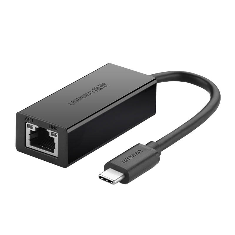 External Gigabit RJ45 to USB-C Male adapter UGREEN 30287, 10/100 Mbps (Black)