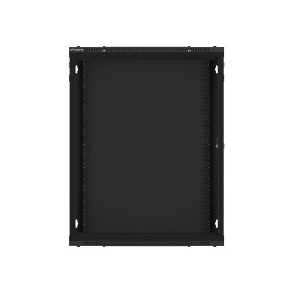 Lanberg WF01-6615-10B 19" 15U SZÉL:600 MÉLY:600 MAG:774 lapraszerelt üvegajtós fekete fali rack szekrény