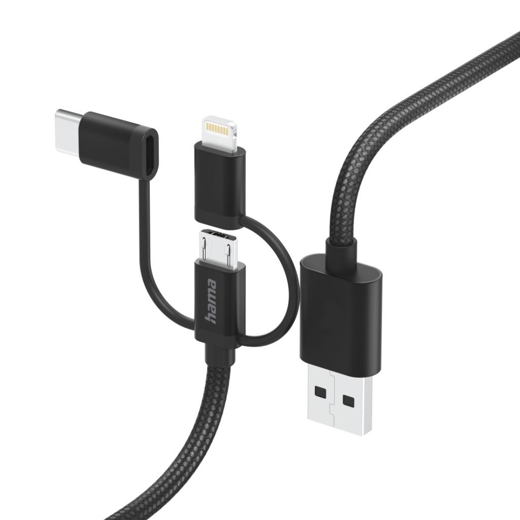Hama 3az1-ben Multi töltőkábel USB-A - Micro-USB, USB-C és Lightning 1.5m black (201536) Hama 3az1-ben Multi töltőkábel USB-A - Micro-USB, USB-C és Lightning 1.5m black (201536)